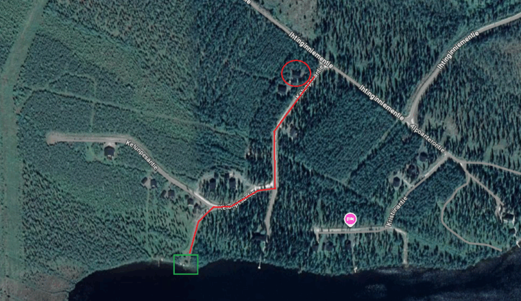 Map picture of the location of the boat and shore.